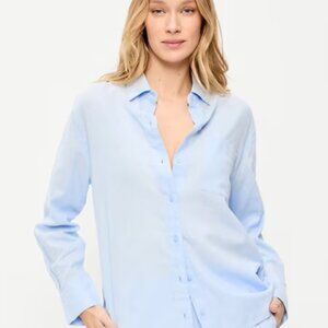 Old Navy Linen-Blend Boyfriend Button-Down Shirt in Sky Blue - XS